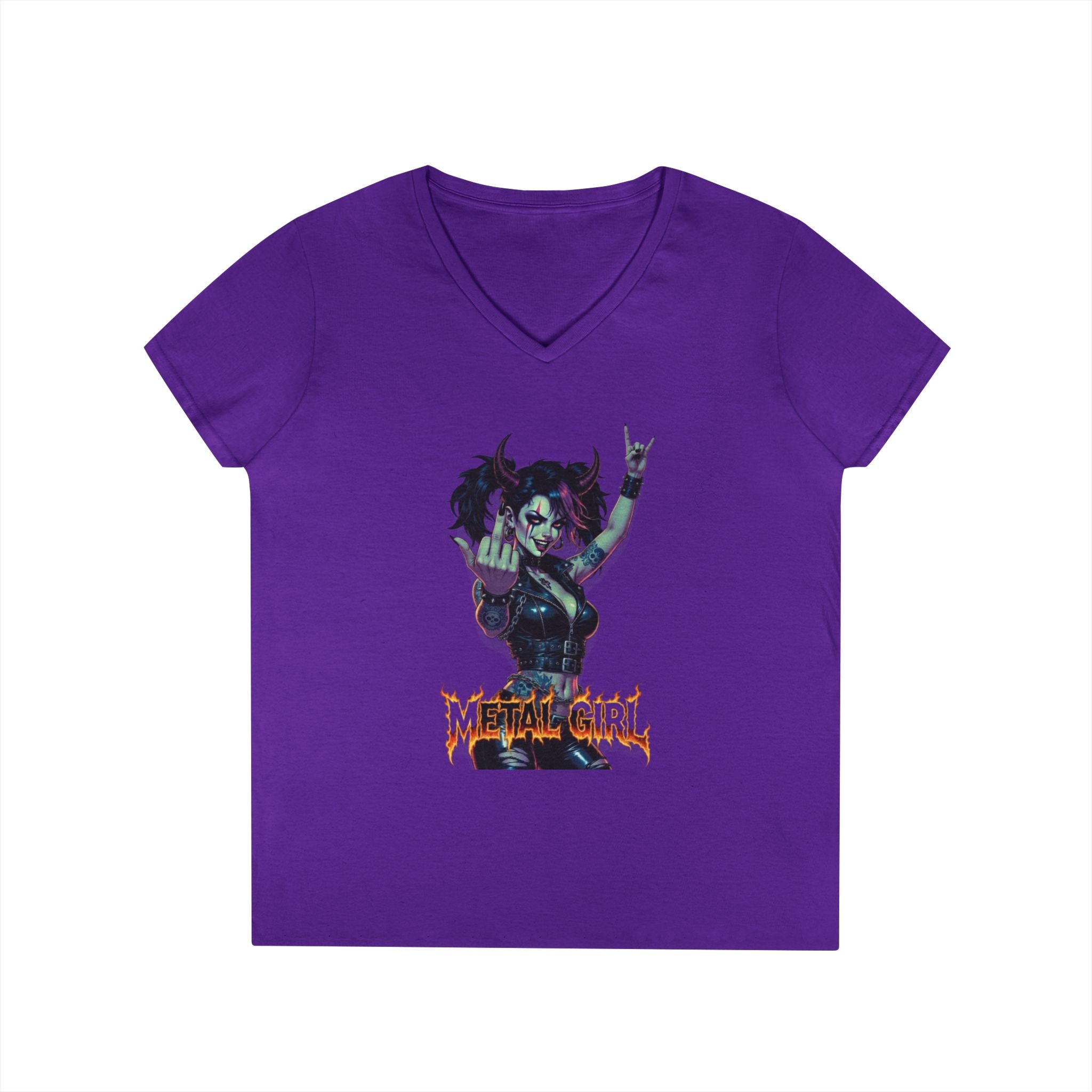 Rebellious Metal Chick Ladies' V-Neck T-Shirt