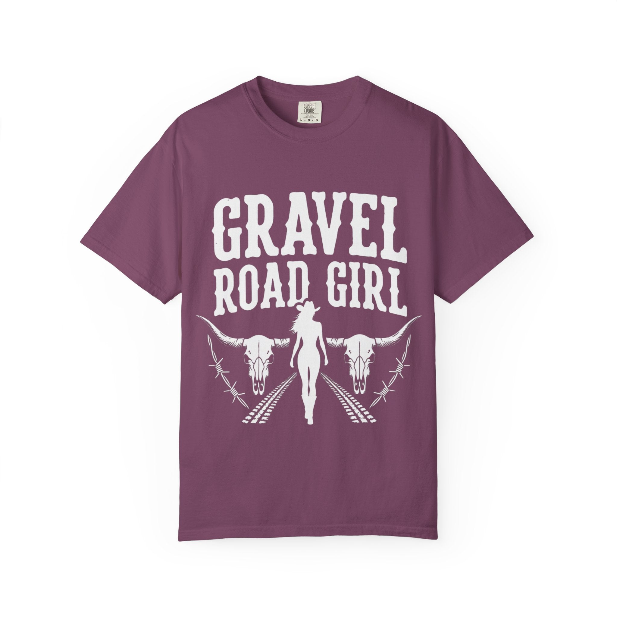 Gravel Road Girl T‑Shirt — Western Cowgirl Motorcycle Tee