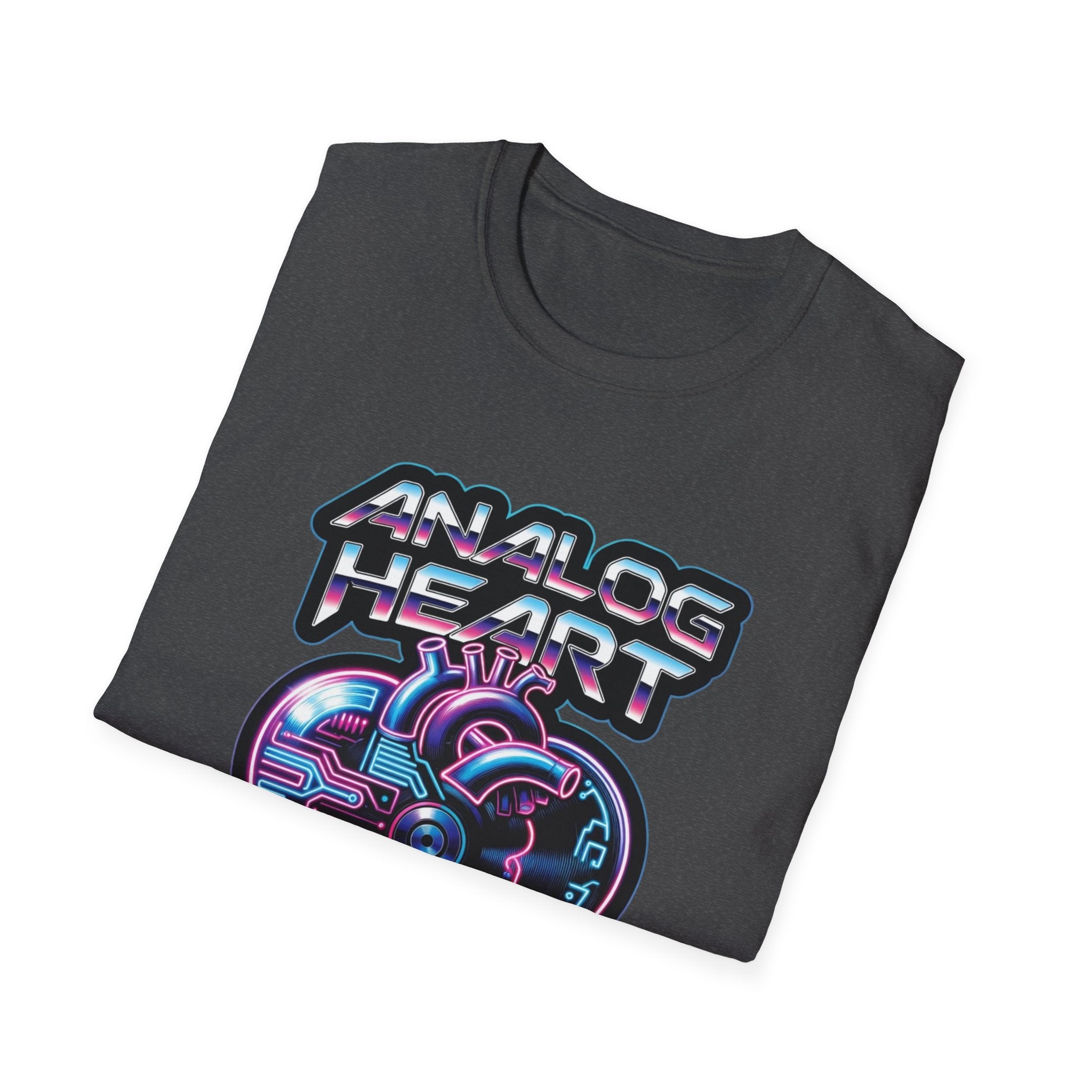 Analog Heart T-Shirt — 'Analog Heart in a Digital World' Retro Cyberpunk Tee