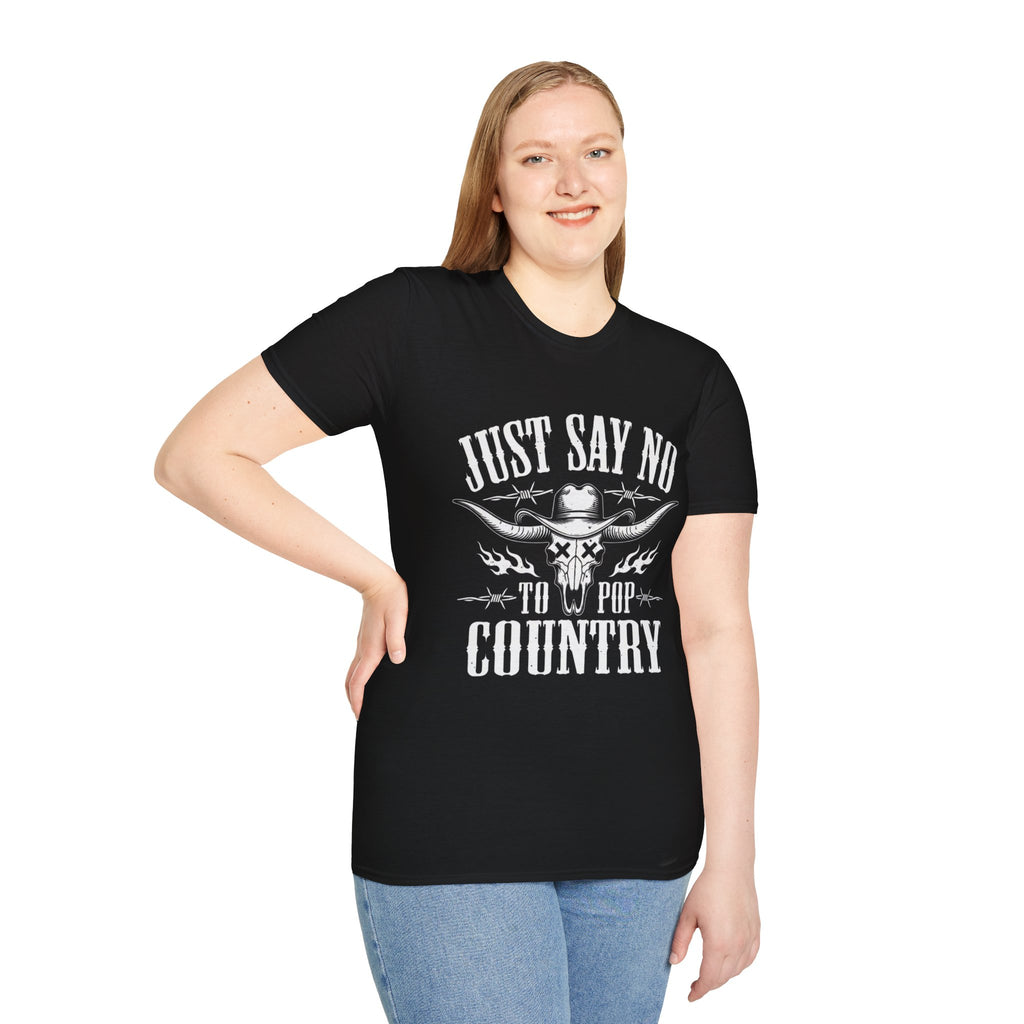Just Say No to Pop Country Longhorn Skull T-Shirt
