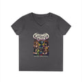 Caffeinated Coven V-Neck Tee — Retro Witchy Graphic T-Shirt