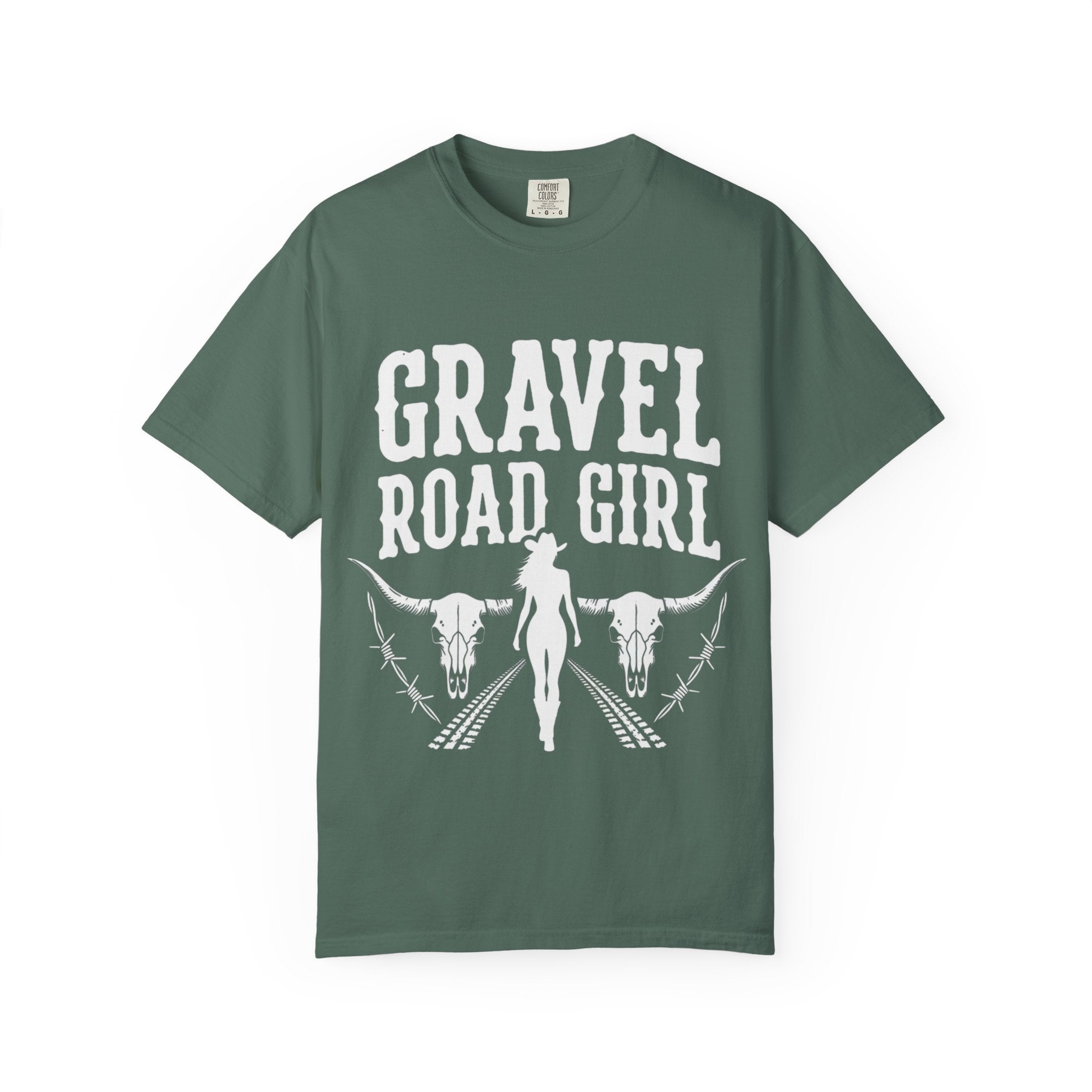 Gravel Road Girl T‑Shirt — Western Cowgirl Motorcycle Tee
