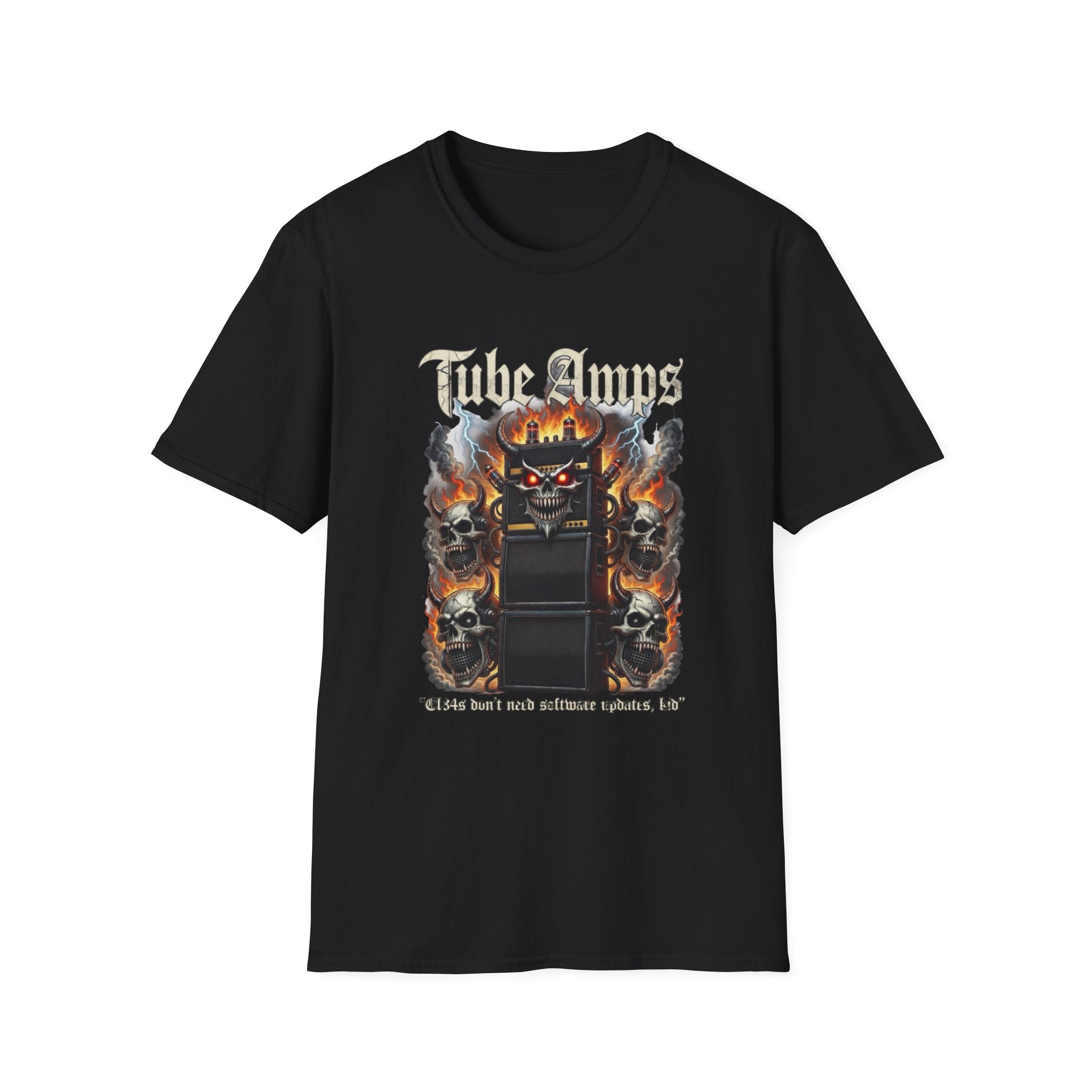 Tube Amps T-Shirt — "EL34s Don't Take Software Updates, Kid" Guitarist Tee
