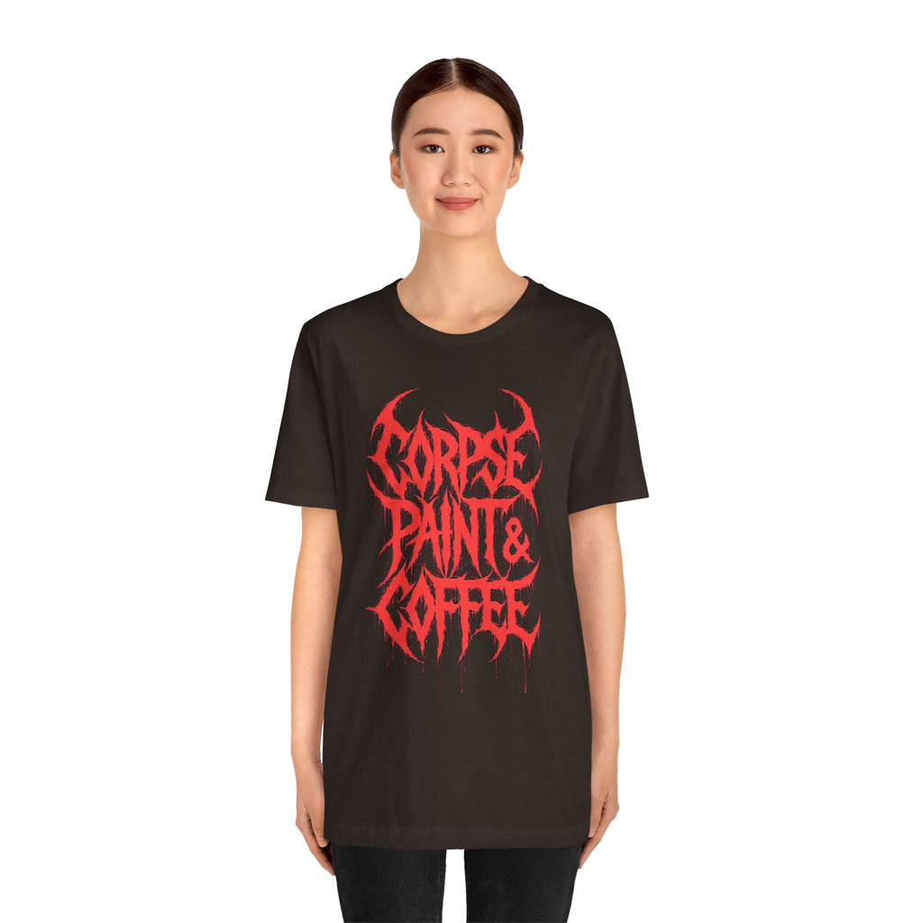 Corpse Paint & Coffee Tee — Gothic Metal Band Shirt