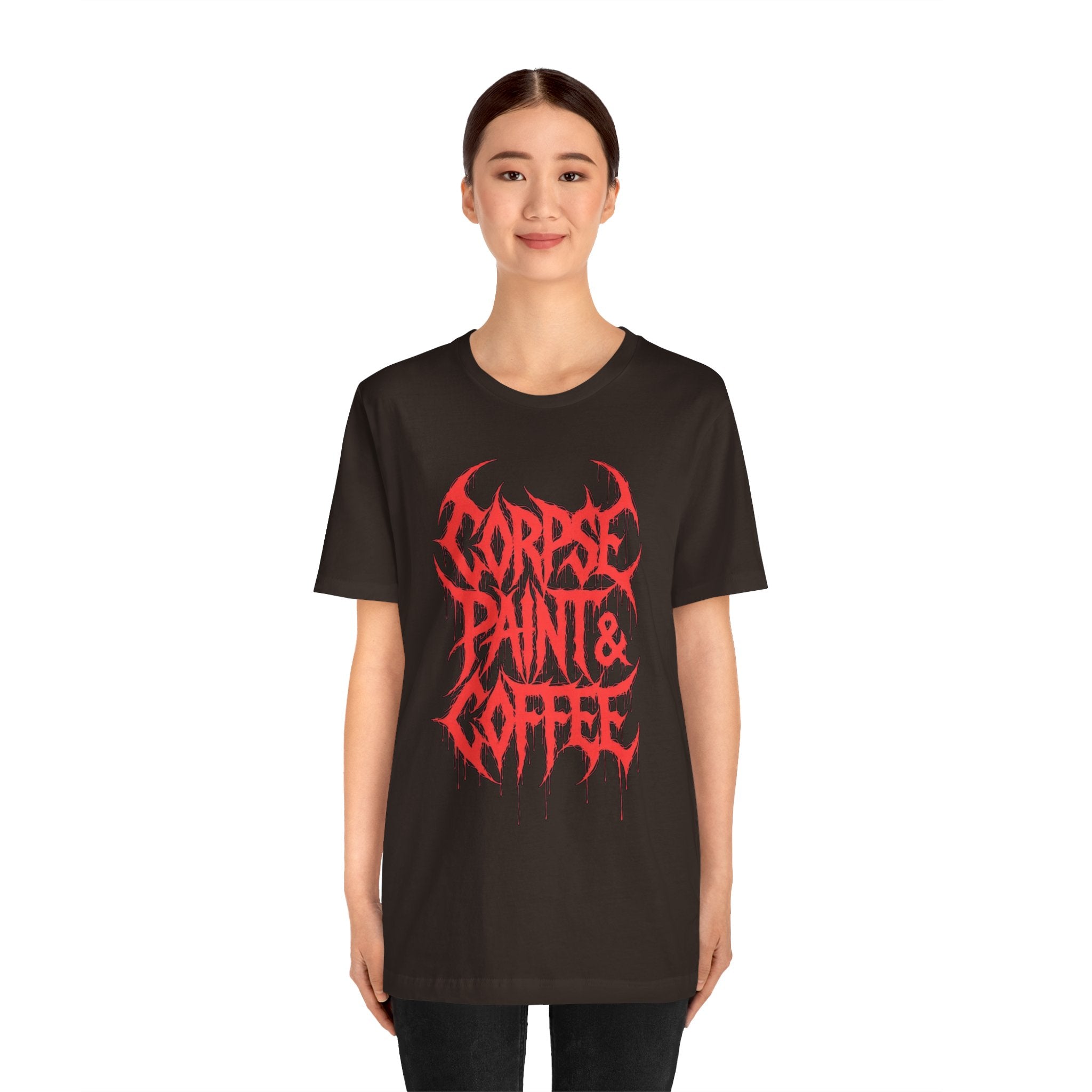 Corpse Paint & Coffee Tee — Gothic Metal Band Shirt