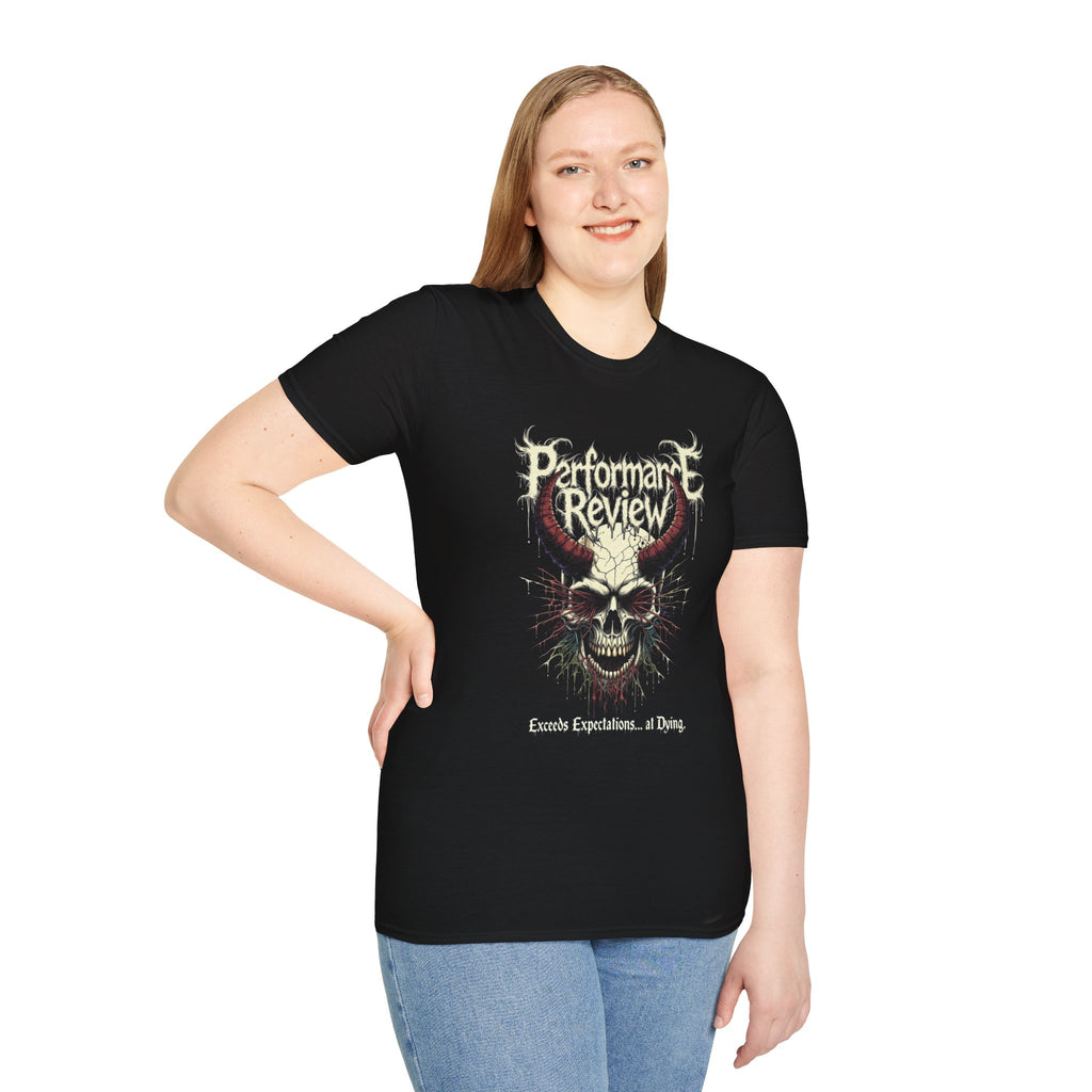 Performance Review Skull Band T‑Shirt — Metal Concert Tee