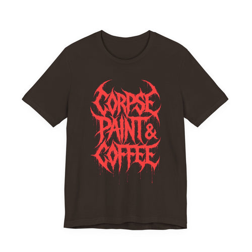 Corpse Paint & Coffee Tee — Gothic Metal Band Shirt
