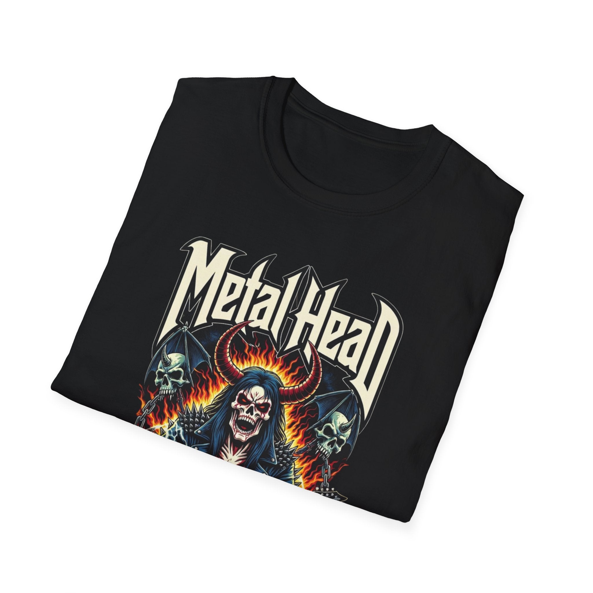 Heavy Metal Skull Guitar Player T-Shirt — Rocker Tee for Metalheads