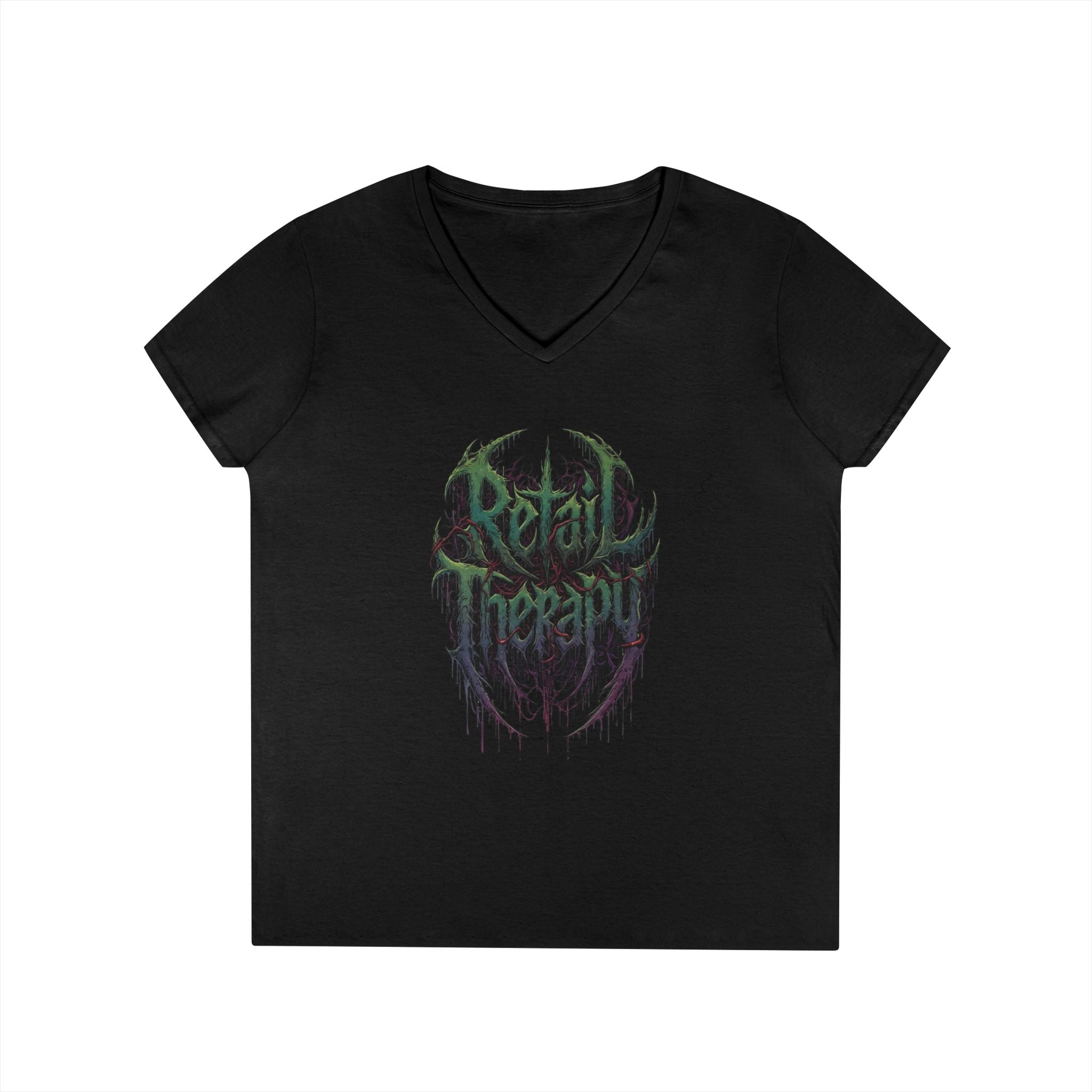 Retail Therapy V-Neck Tee — Women’s Gothic Grunge Graphic T-Shirt