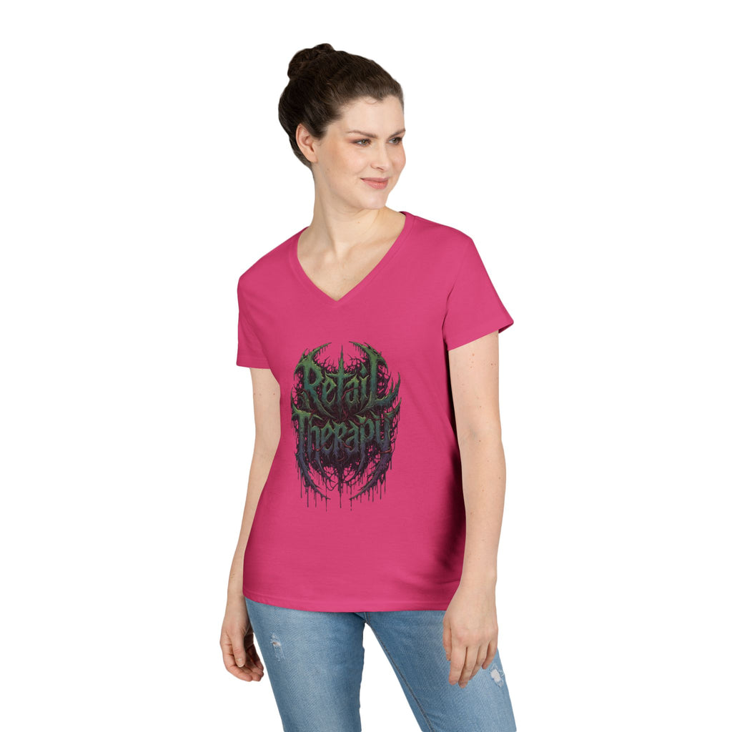 Retail Therapy V-Neck Tee — Women’s Gothic Grunge Graphic T-Shirt
