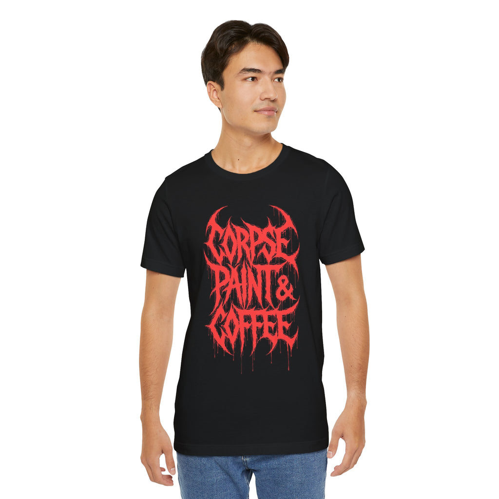 Corpse Paint & Coffee Tee — Gothic Metal Band Shirt