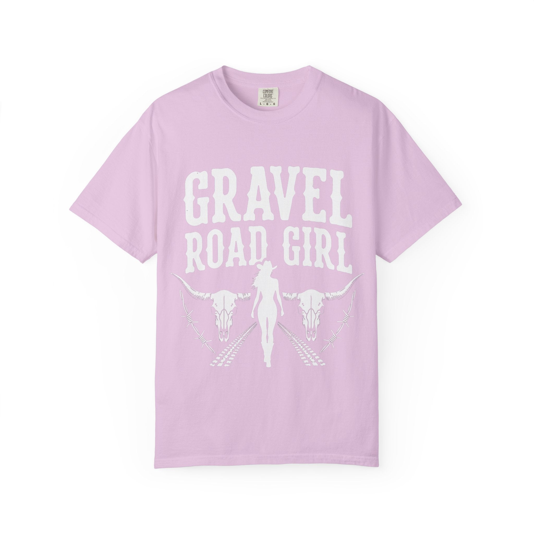 Gravel Road Girl T‑Shirt — Western Cowgirl Motorcycle Tee