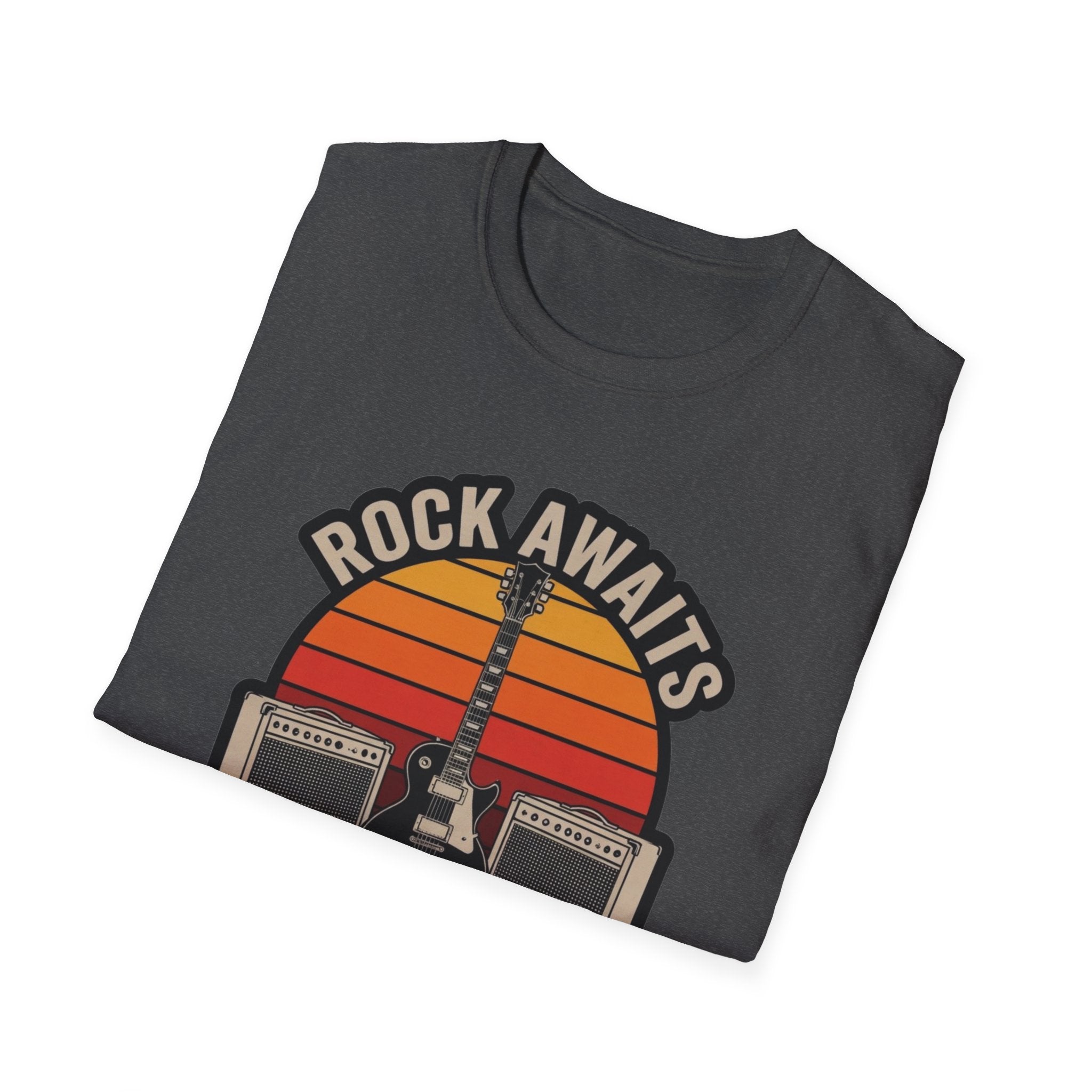 Rock Awaits "Shred the Guitar" T-Shirt - Retro Guitar & Amp Graphic