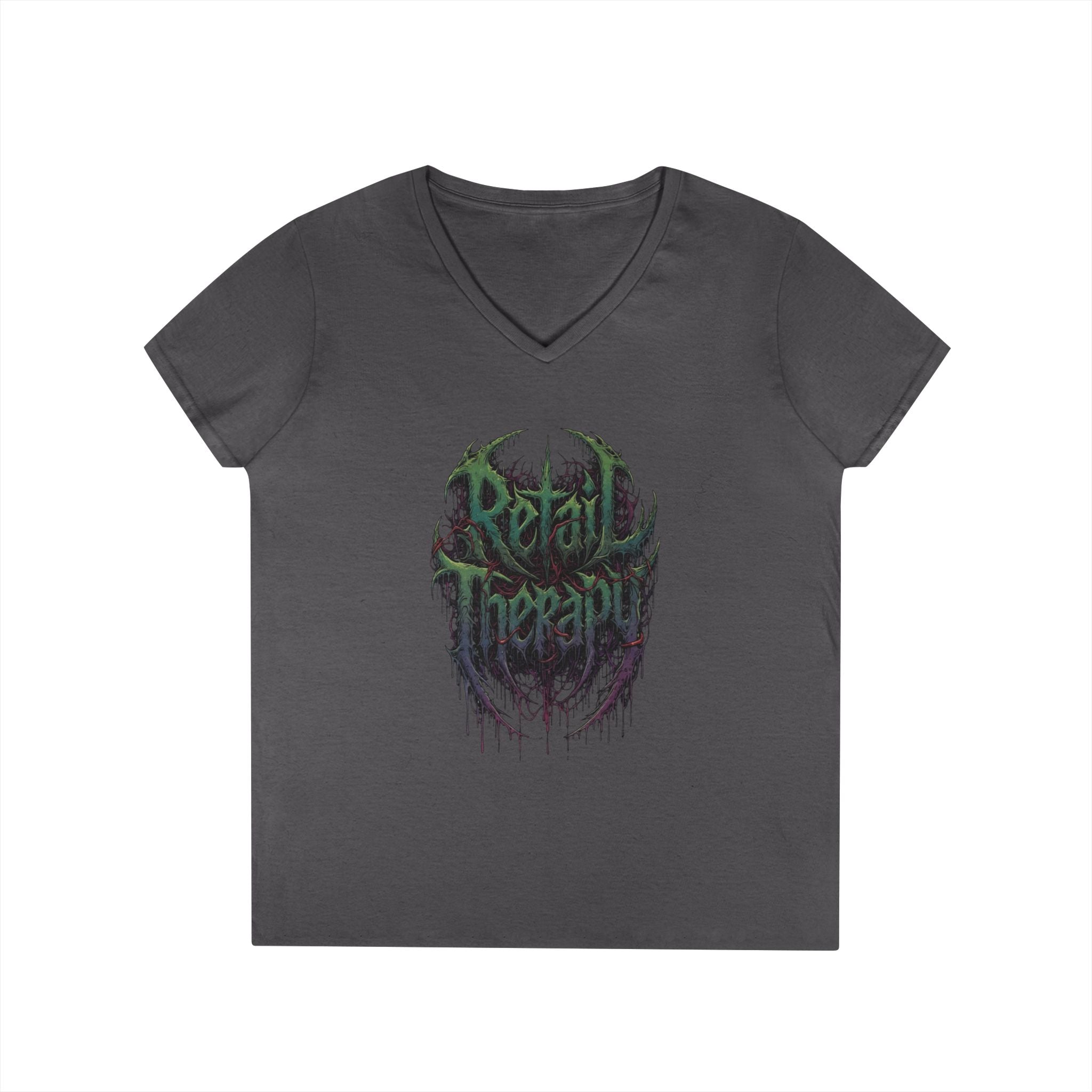 Retail Therapy V-Neck Tee — Women’s Gothic Grunge Graphic T-Shirt