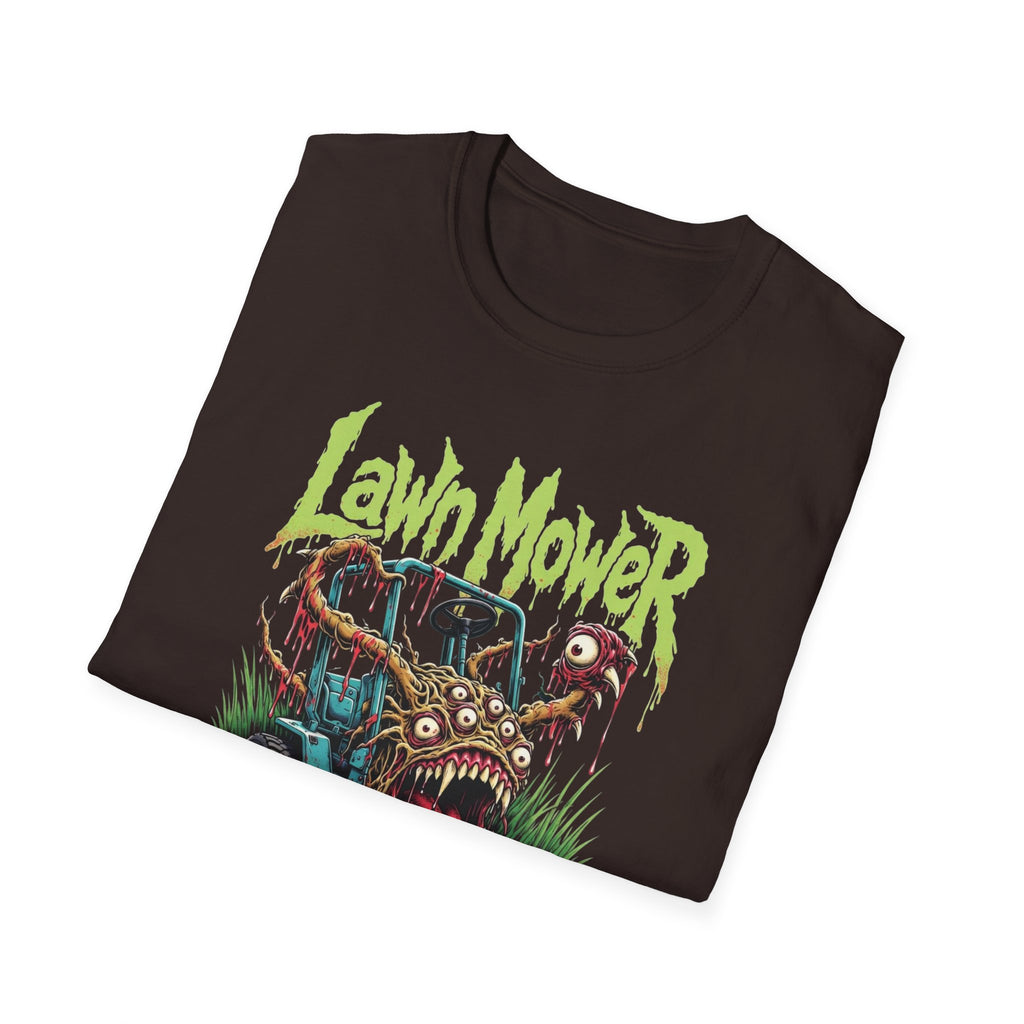 Lawn Mower Carnage Tee — Retro Horror Garden Monster T-Shirt