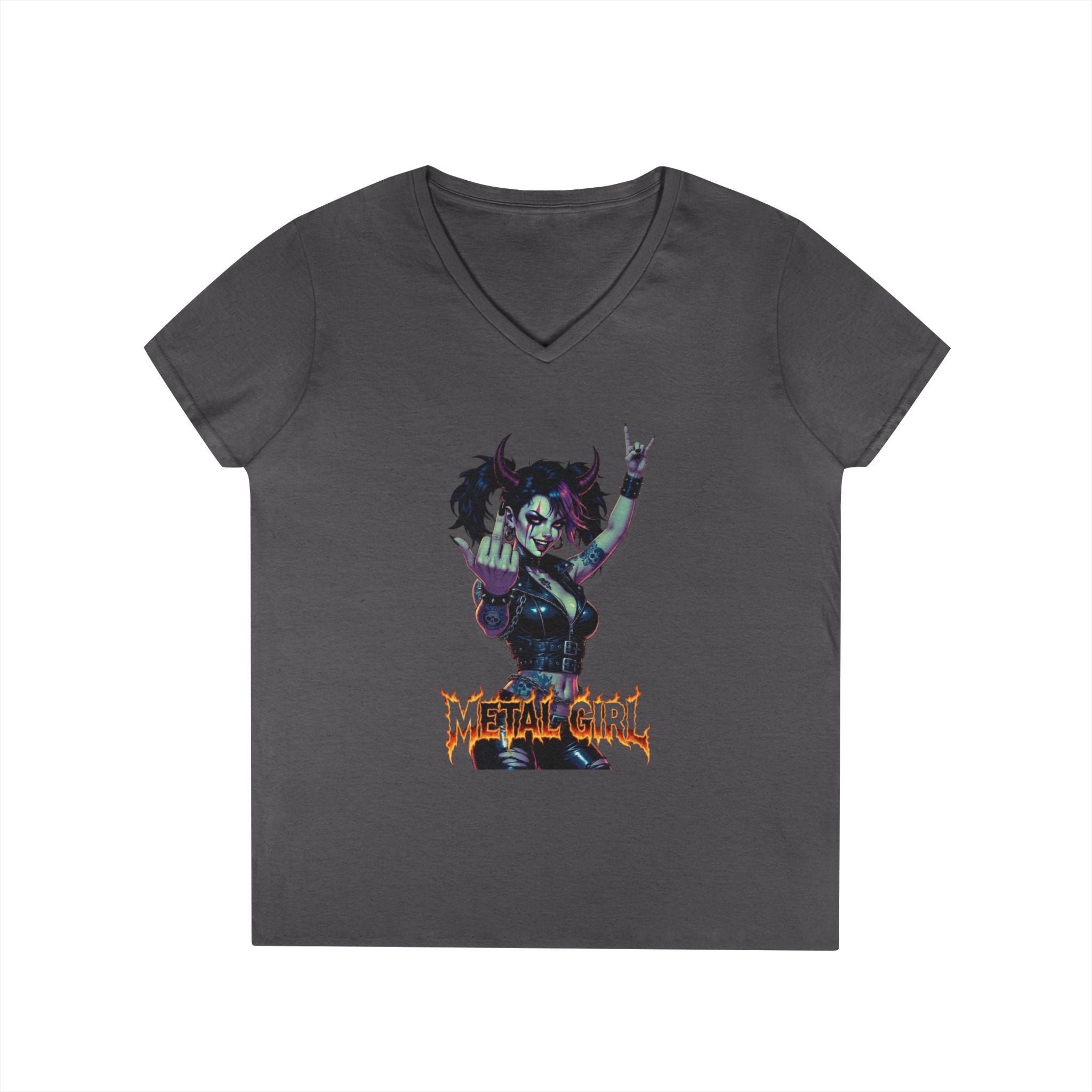 Rebellious Metal Chick Ladies' V-Neck T-Shirt