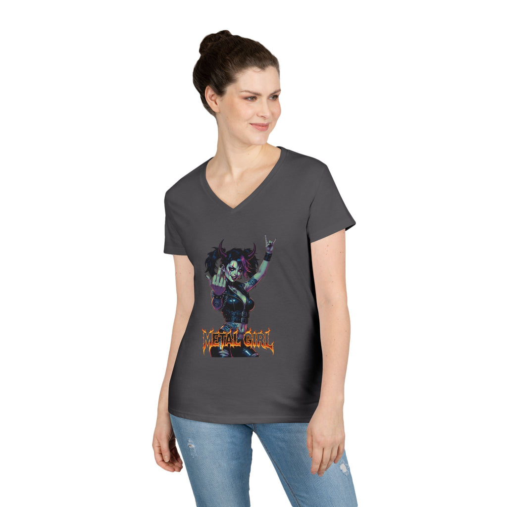 Rebellious Metal Chick Ladies' V-Neck T-Shirt