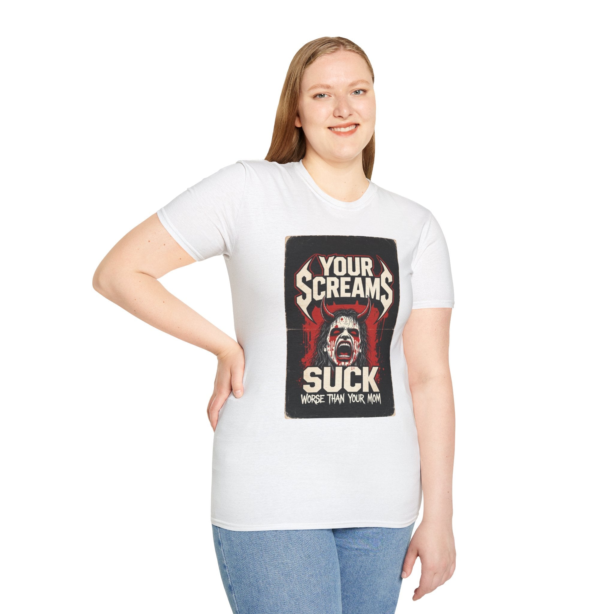 Horror Graphic Tee — "Your Screams Suck (Worse Than Your Mom)"