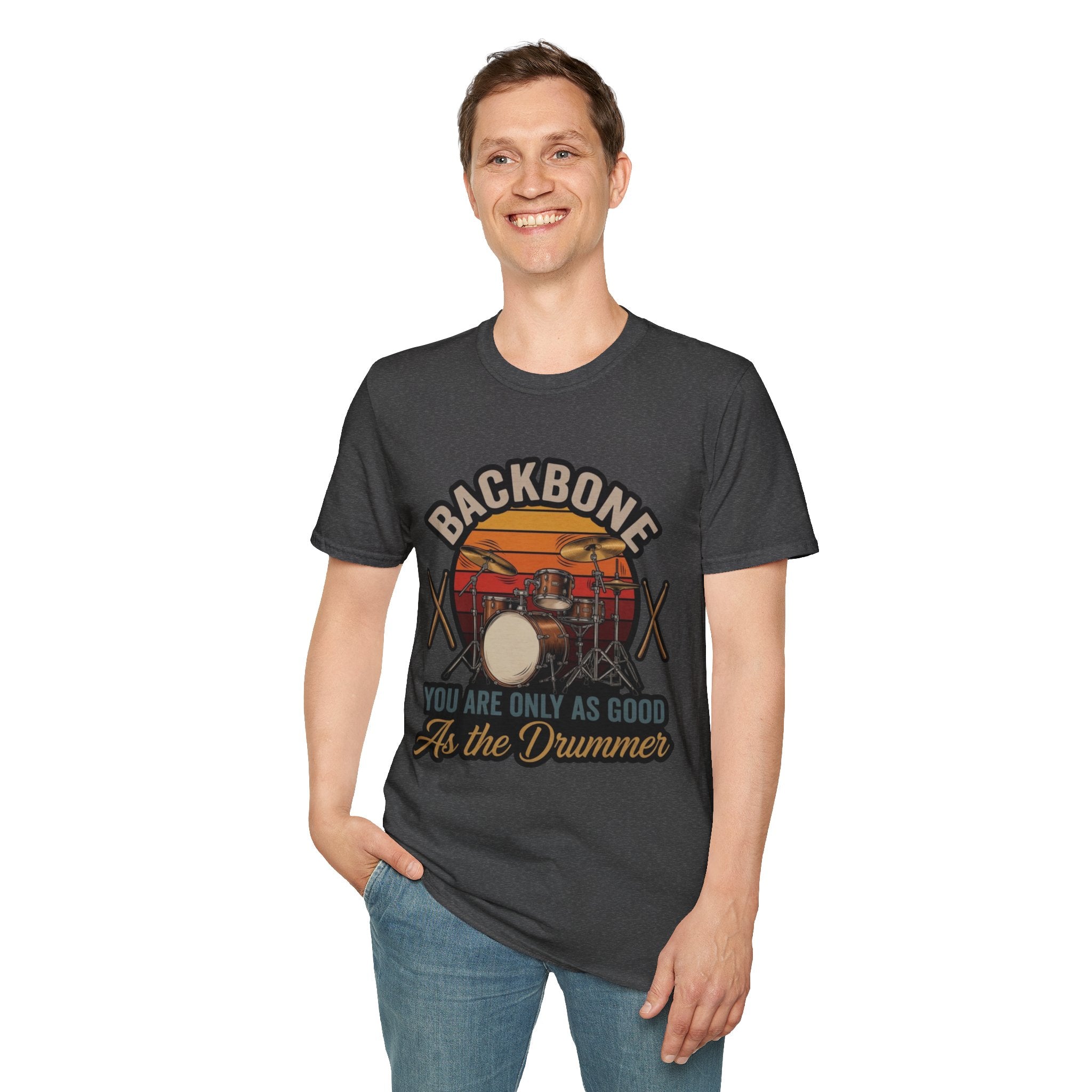 Drummer T-Shirt — “Backbone: You Are Only As Good As the Drummer” Vintage Drum Kit Tee