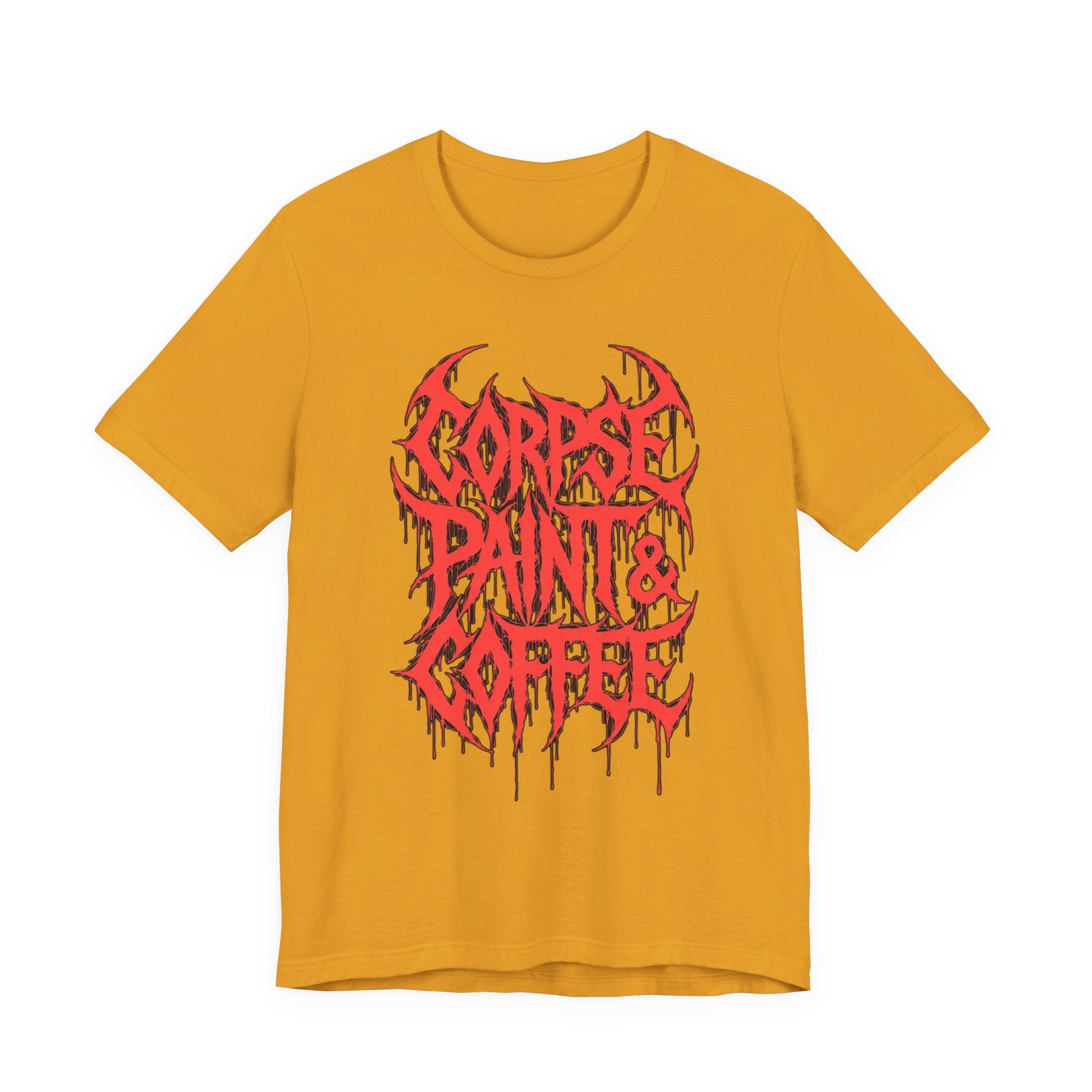 Corpse Paint & Coffee Tee — Gothic Metal Band Shirt