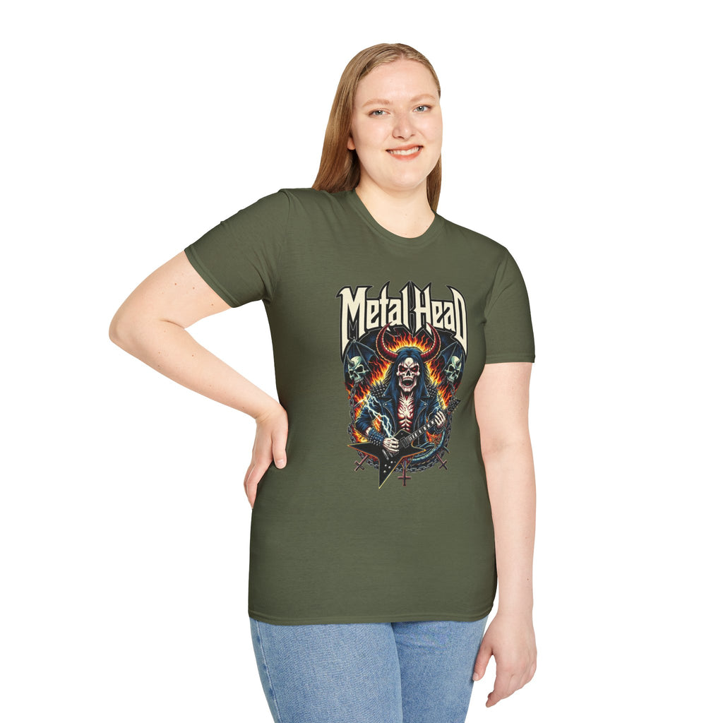 Heavy Metal Skull Guitar Player T-Shirt — Rocker Tee for Metalheads