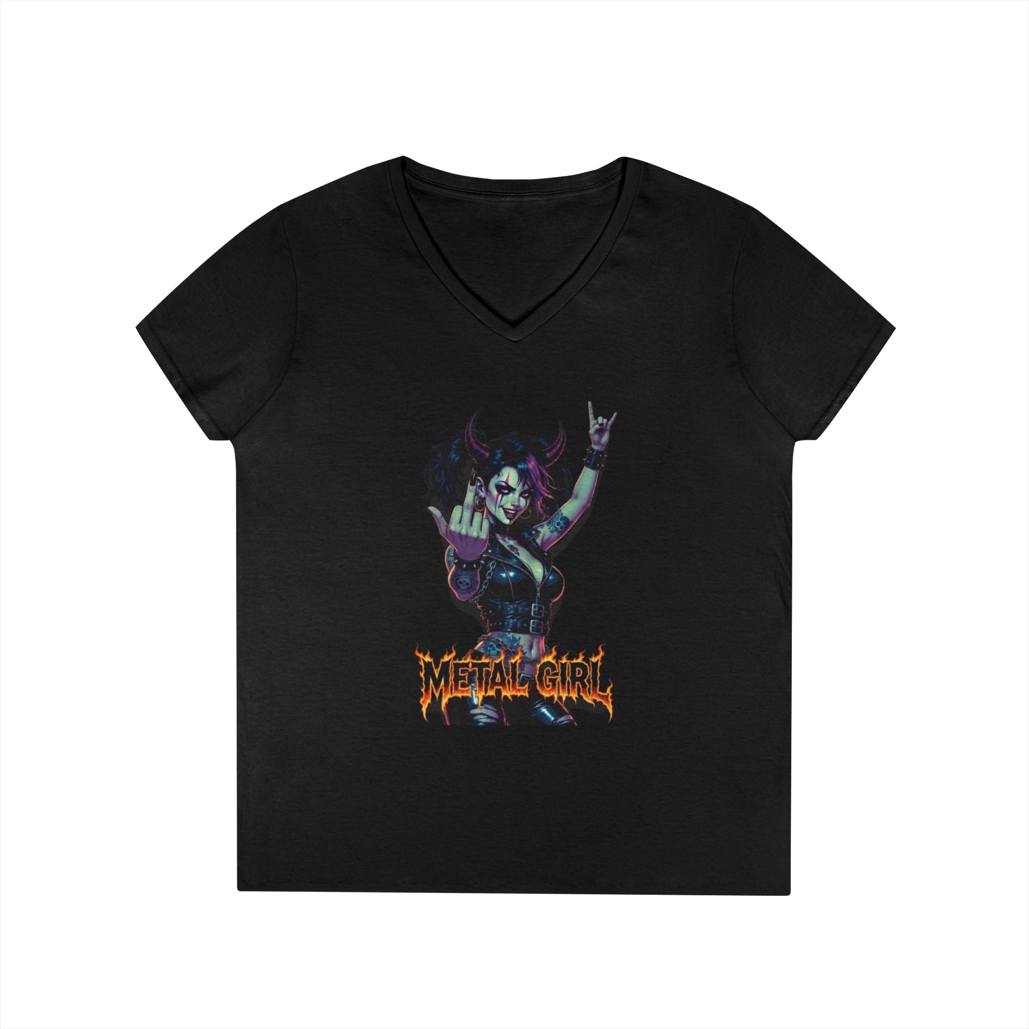 Rebellious Metal Chick Ladies' V-Neck T-Shirt