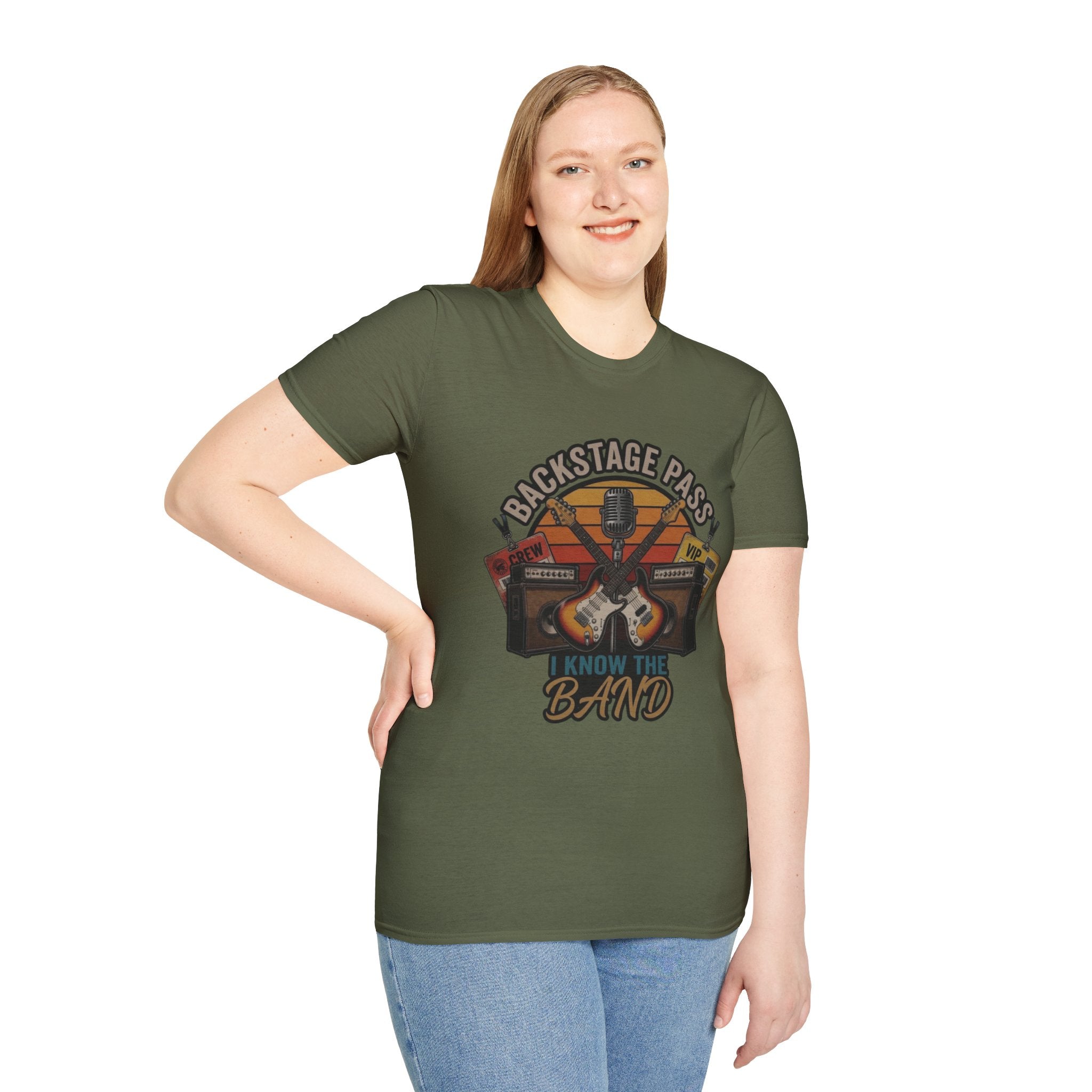 Backstage Pass "I Know The Band" T-Shirt — Retro Guitar Concert Tee