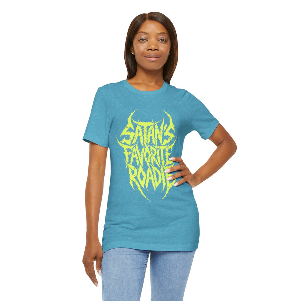 Satan’s Favorite Roadie T‑Shirt — Neon Metal Band Tee