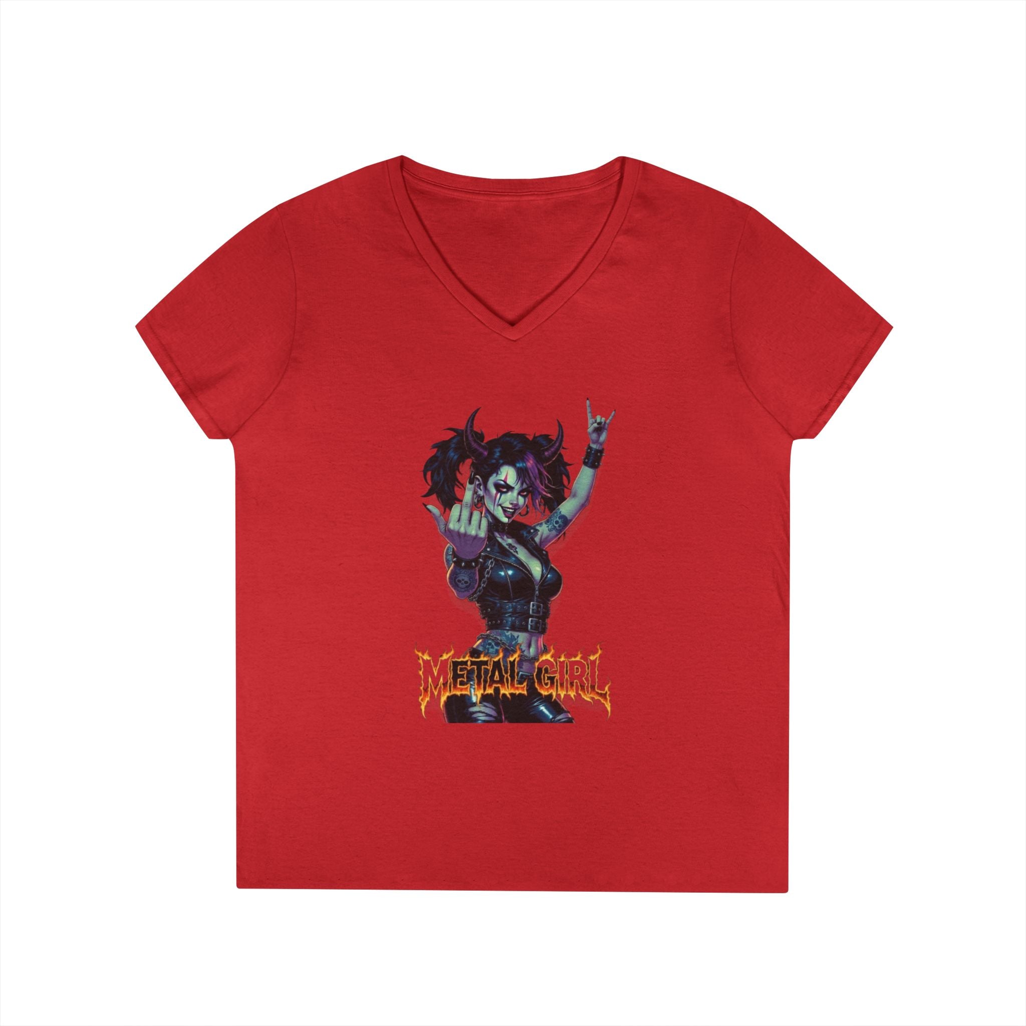 Rebellious Metal Chick Ladies' V-Neck T-Shirt