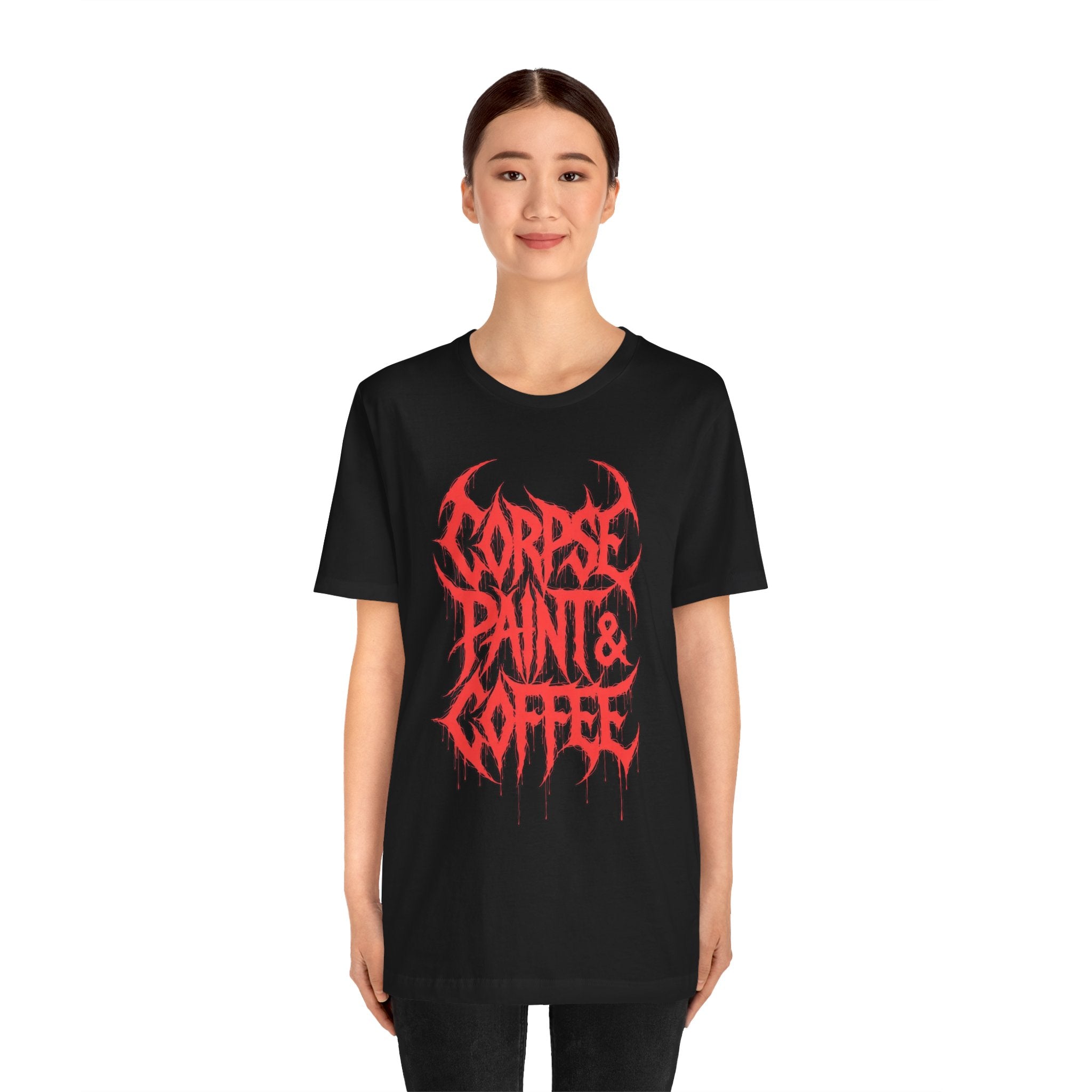 Corpse Paint & Coffee Tee — Gothic Metal Band Shirt