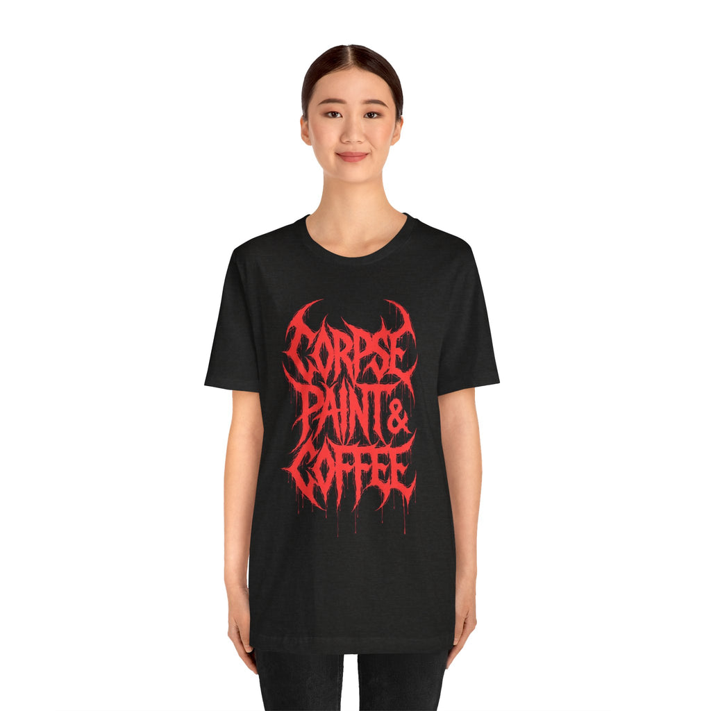 Corpse Paint & Coffee Tee — Gothic Metal Band Shirt
