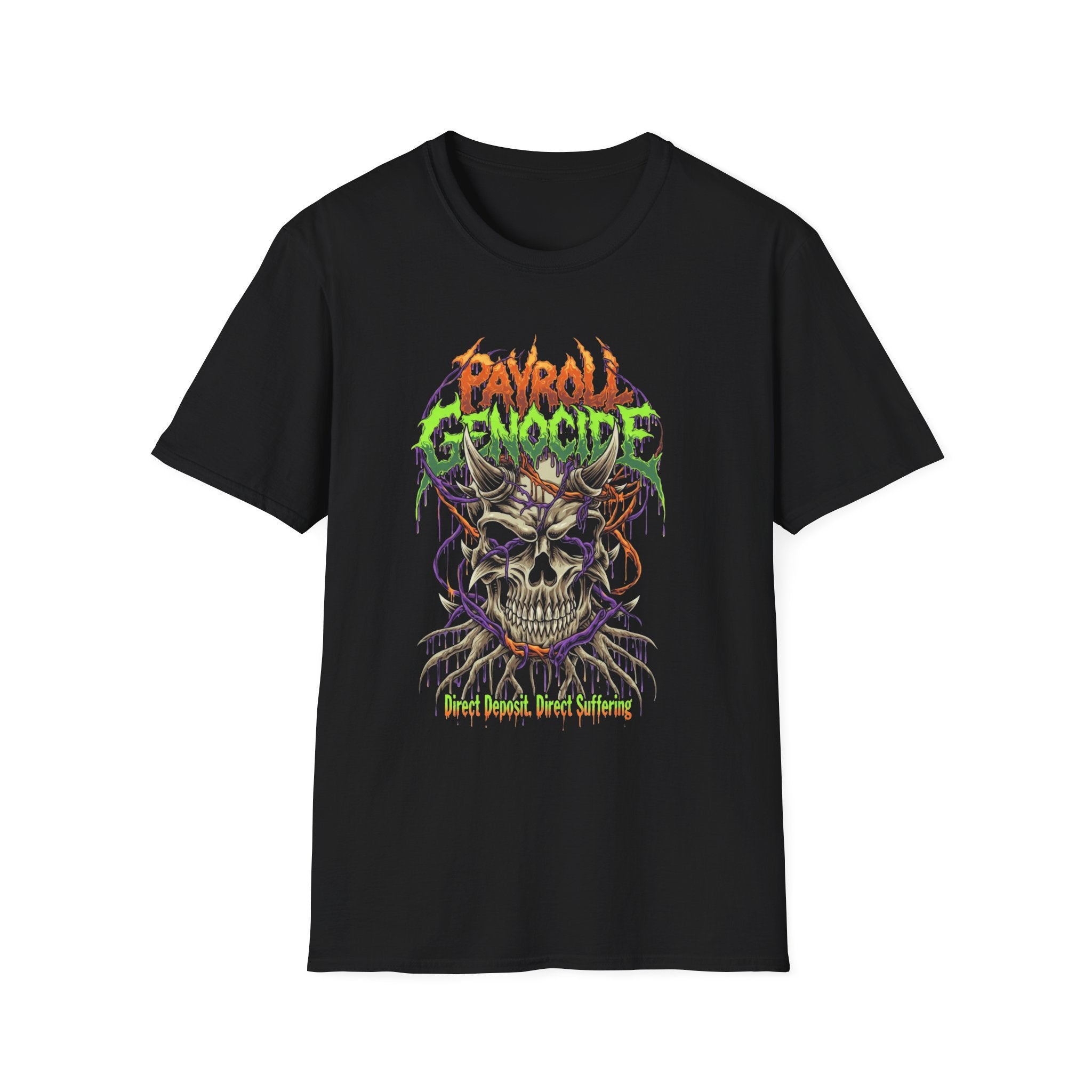 Payroll Genocide Skull T-Shirt — Heavy Metal Graphic Tee