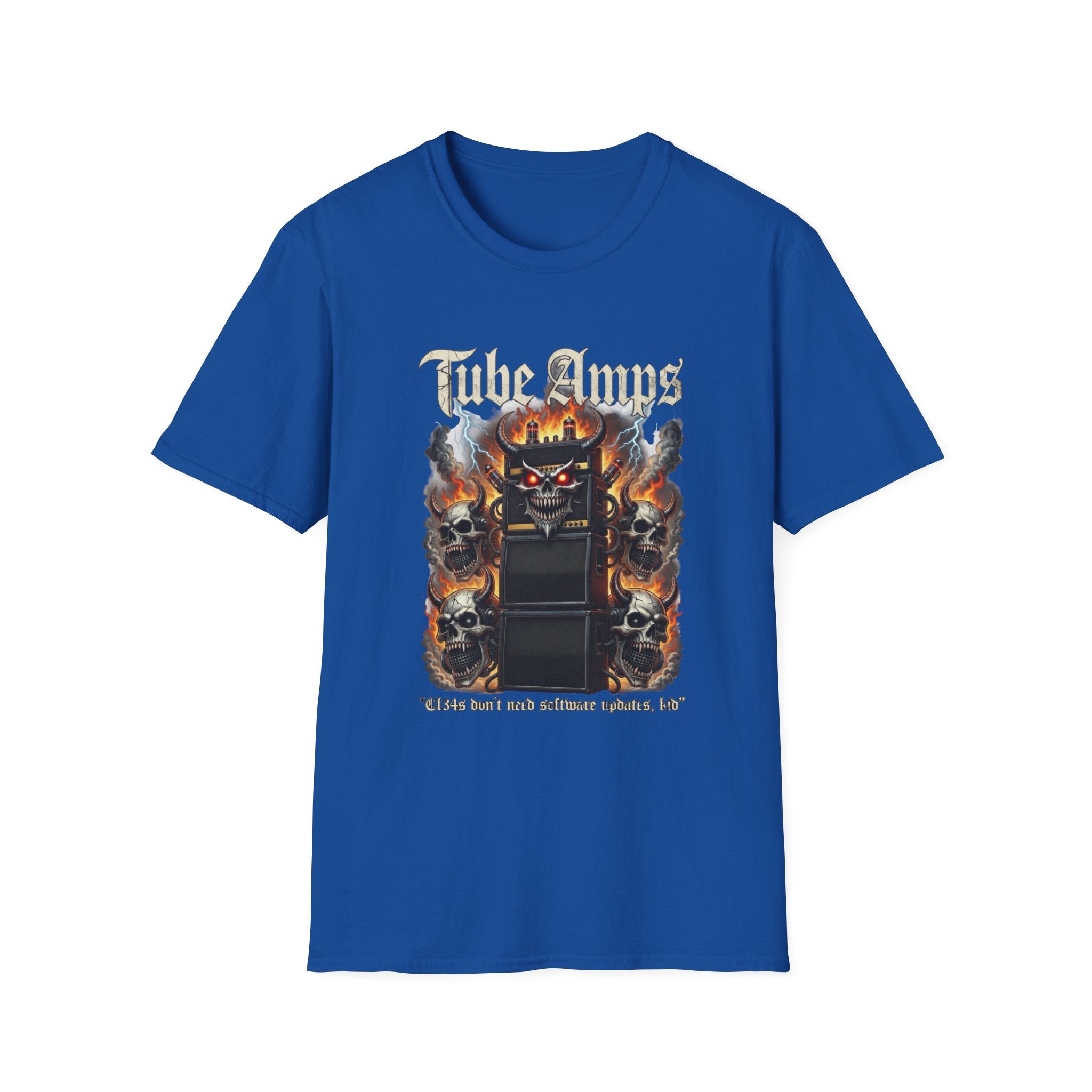 Tube Amps T-Shirt — "EL34s Don't Take Software Updates, Kid" Guitarist Tee
