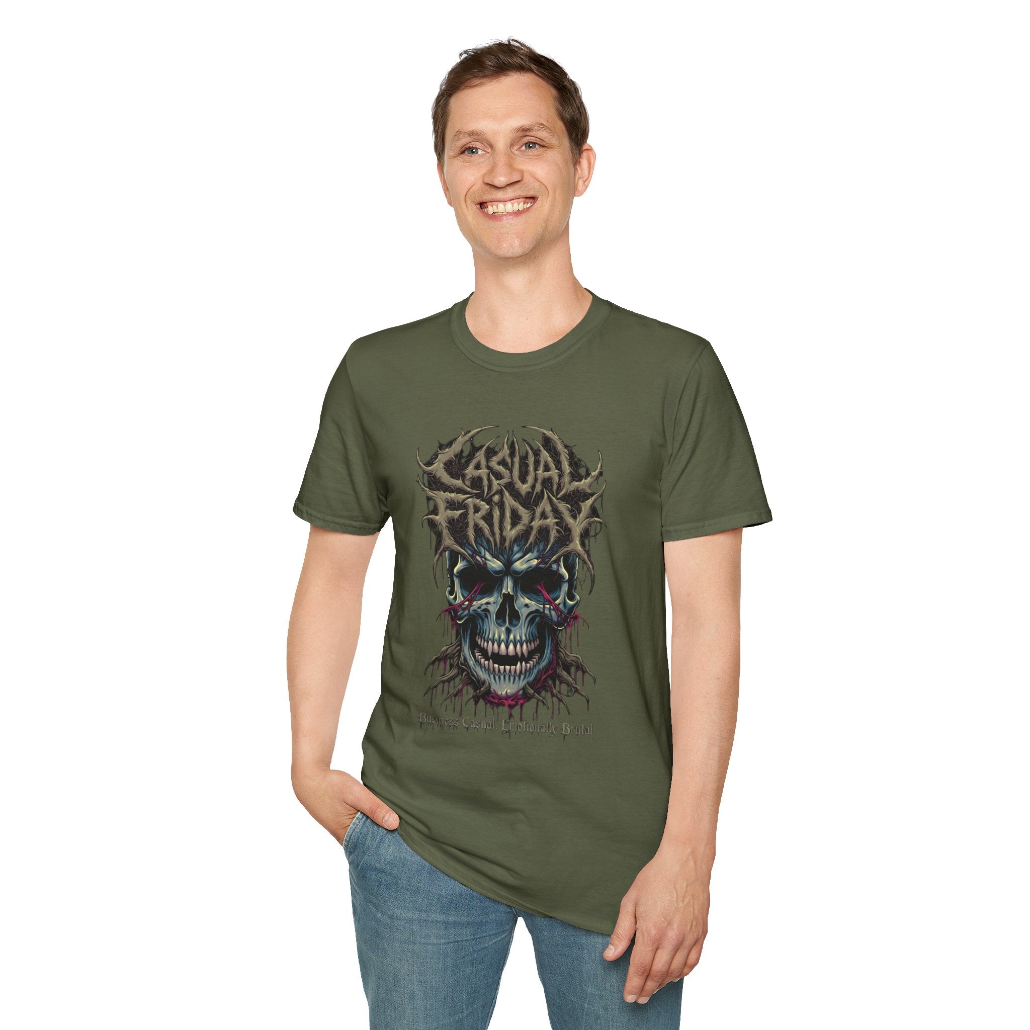 Casual Friday Skull Tee — Gothic Horror Graphic T-Shirt