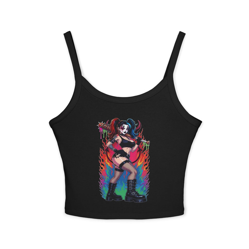 Goth Punk Girl with Bat Tank Top — Spaghetti Strap Women's Tank