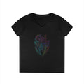 Ladies' V-Neck T-Shirt — Colorful Drip Skull "Girl Math" Graphic